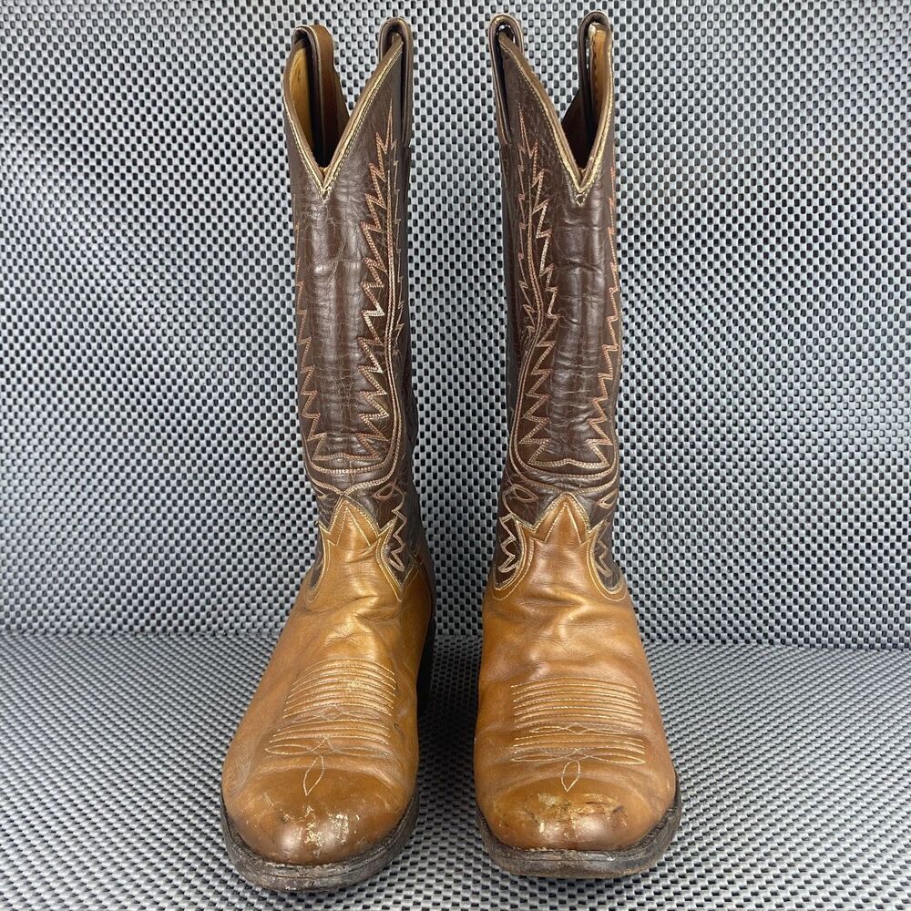 Vintage Tommy Lama Cowboy Boots Mens 7 D Brown Leather Western Pull On